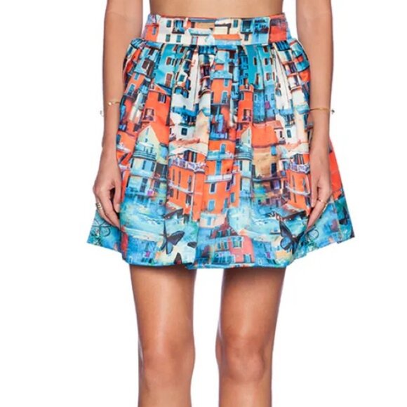 Alice + Olivia Box Pleat Skirt in Venetian Butterfly Paradise - Women's 8 - Picture 4 of 11